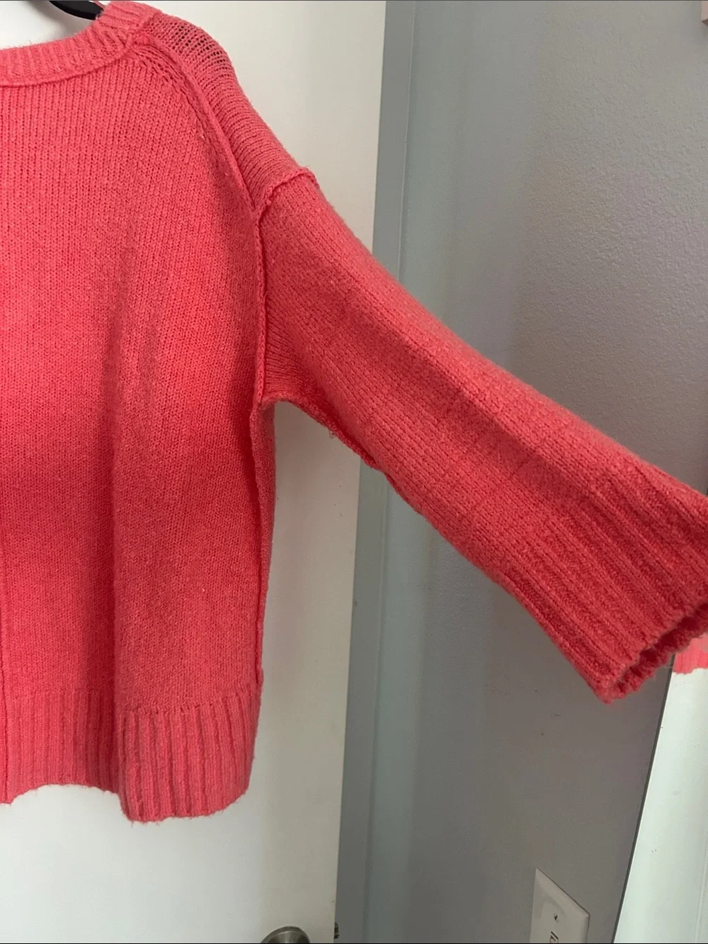 Free people V-Neck Relaxed Fit Women's Sweater in Coral Pink